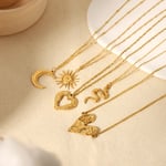 Gold color / 1 Piece Simple Classic Style Heart Shape Stainless Steel  Gold Color Women's Pendant Necklaces Picture2